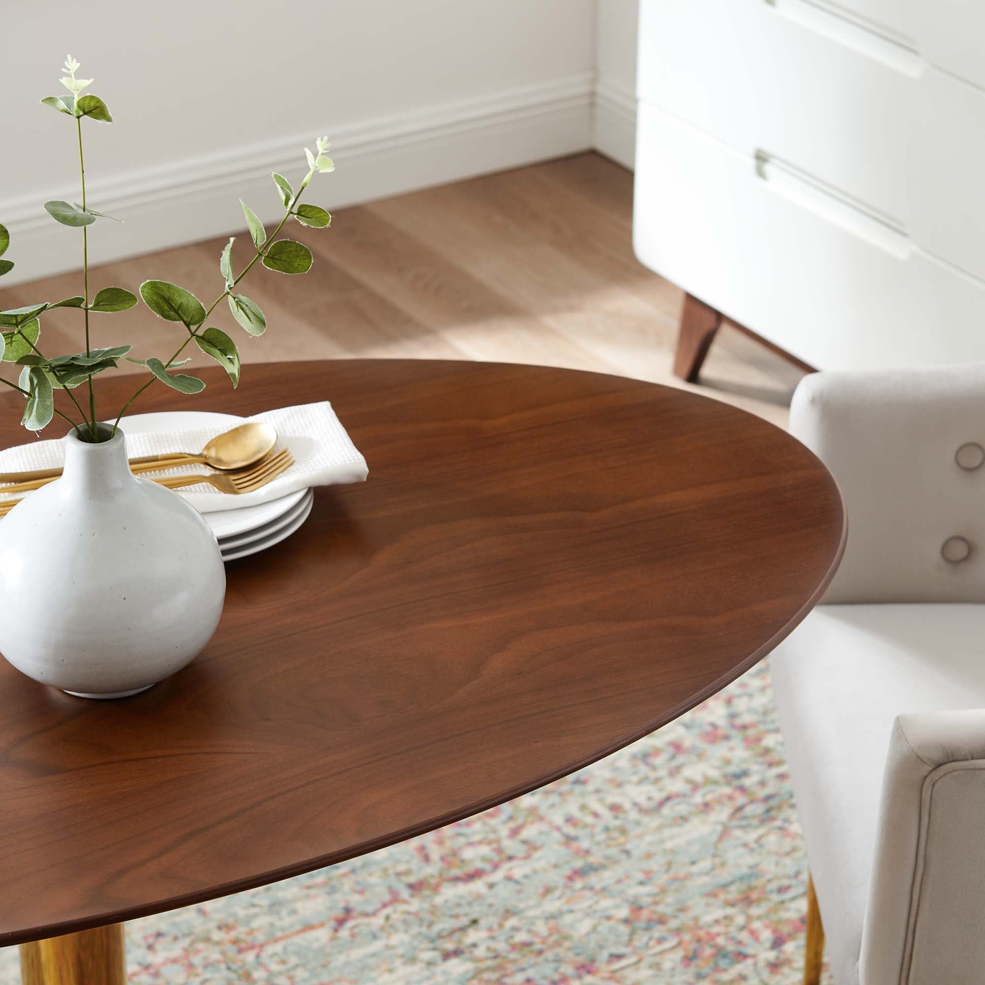 Verne 48" Oval Dining Table in Gold Walnut