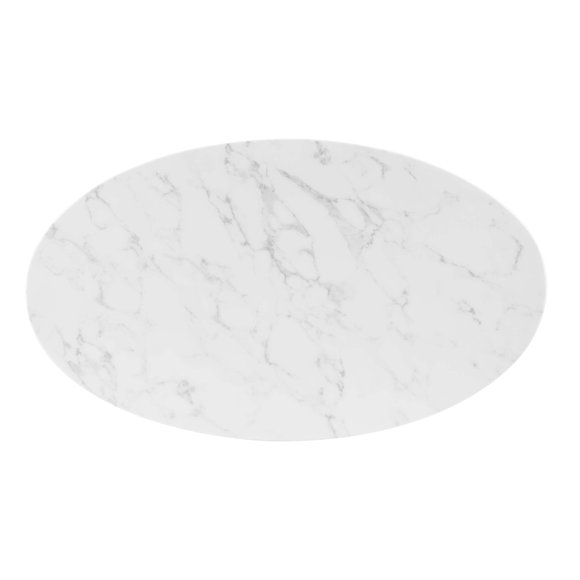 Verne 48" Oval Artificial Marble Dining Table in Gold White