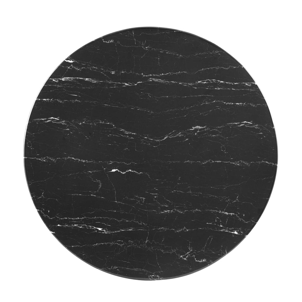 Verne 40" Artificial Marble Dining Table in Gold Black