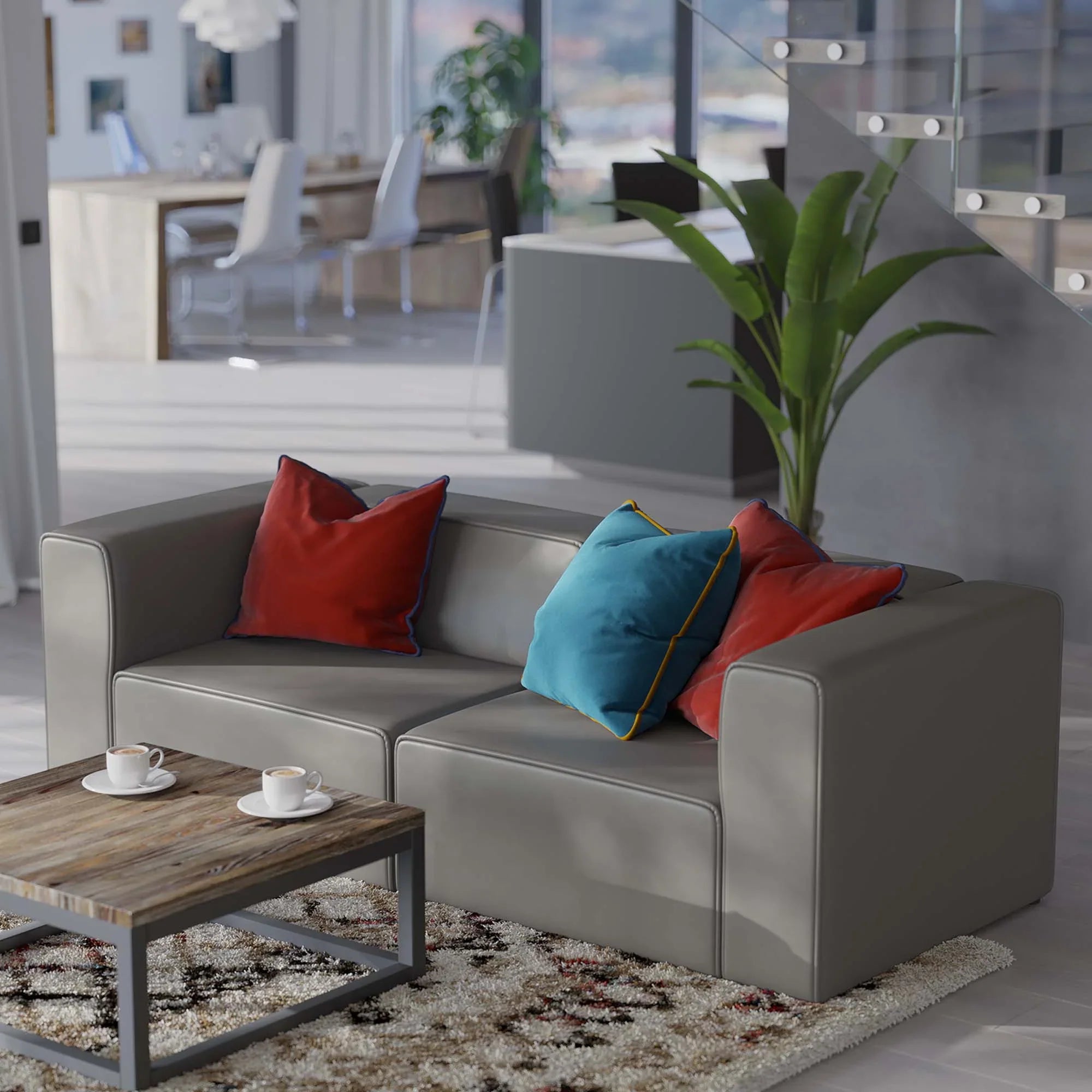 Mingle Vegan Leather 2-Piece Sectional Sofa Loveseat