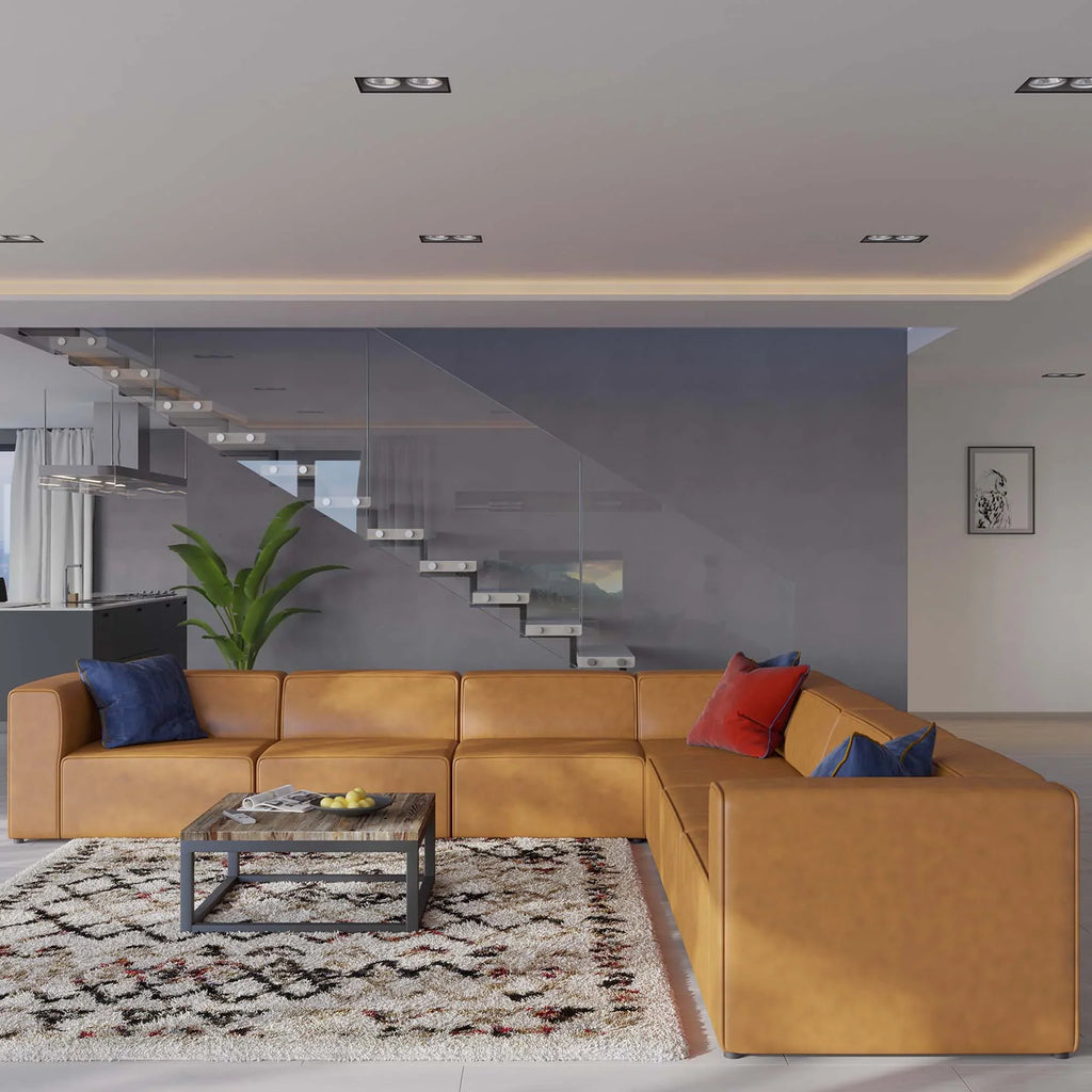 Mingle 7-Piece Vegan Leather Sectional Sofa