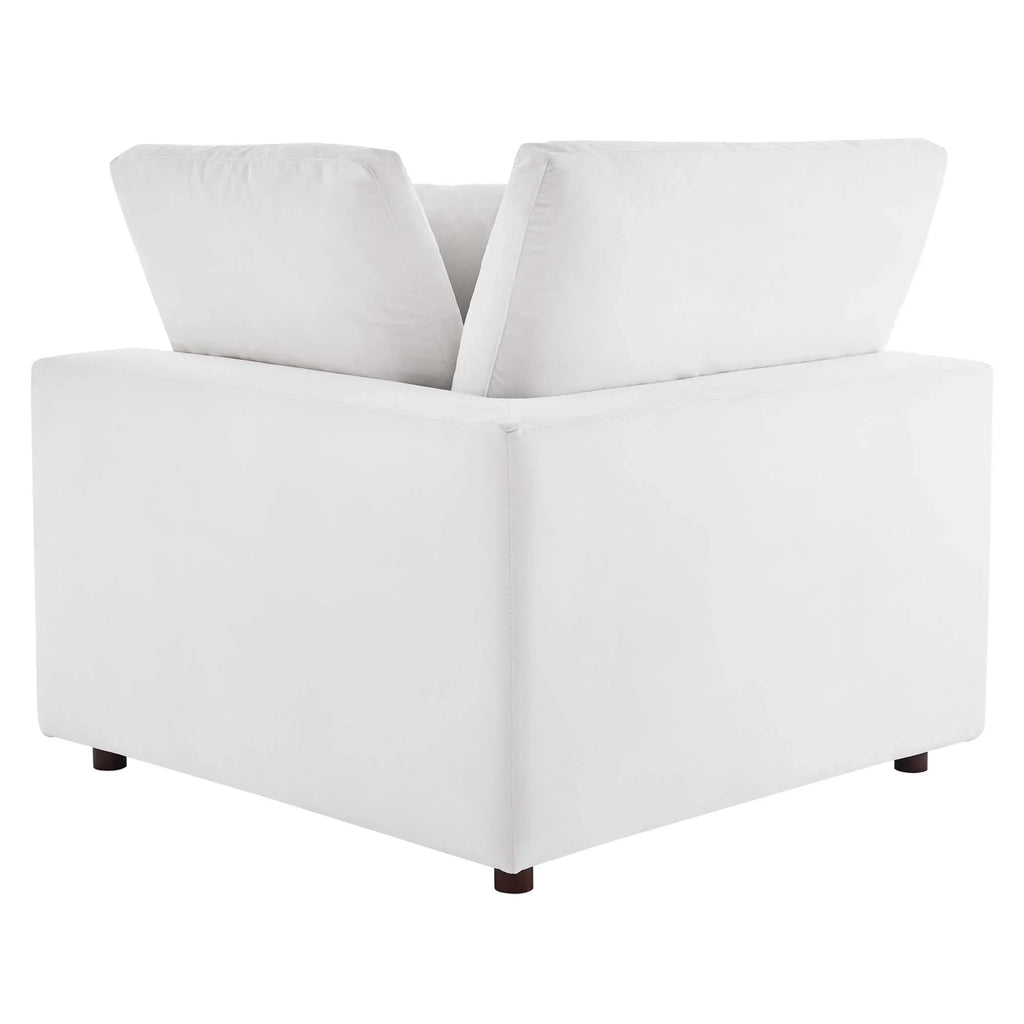 Commix Down Filled Overstuffed Performance Velvet 3-Seater Sofa in White