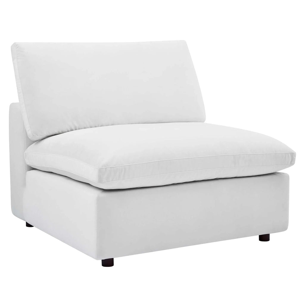Commix Down Filled Overstuffed Performance Velvet 3-Seater Sofa in White