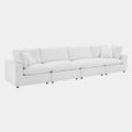 Commix Down Filled Overstuffed Performance Velvet 4-Seater Sofa in White