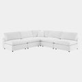 Commix 5-Piece Down Filled Overstuffed Performance Velvet Sectional Sofa in White