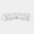 Commix 5-Piece Down Filled Overstuffed Performance Velvet Sectional Sofa in White