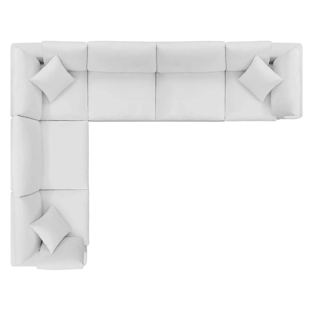 Commix 6-Piece Down Filled Overstuffed Performance Velvet Sectional Sofa in White
