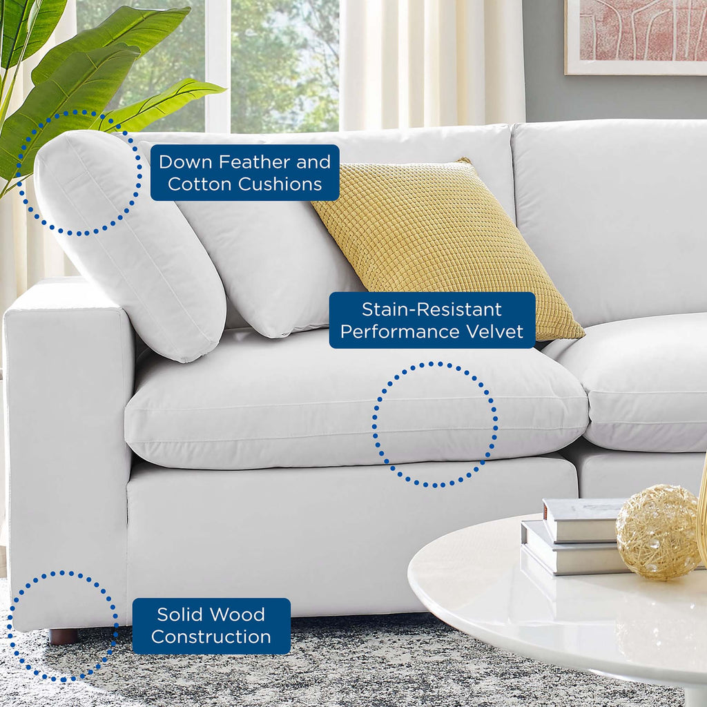 Commix 6-Piece Down Filled Overstuffed Performance Velvet Sectional Sofa in White