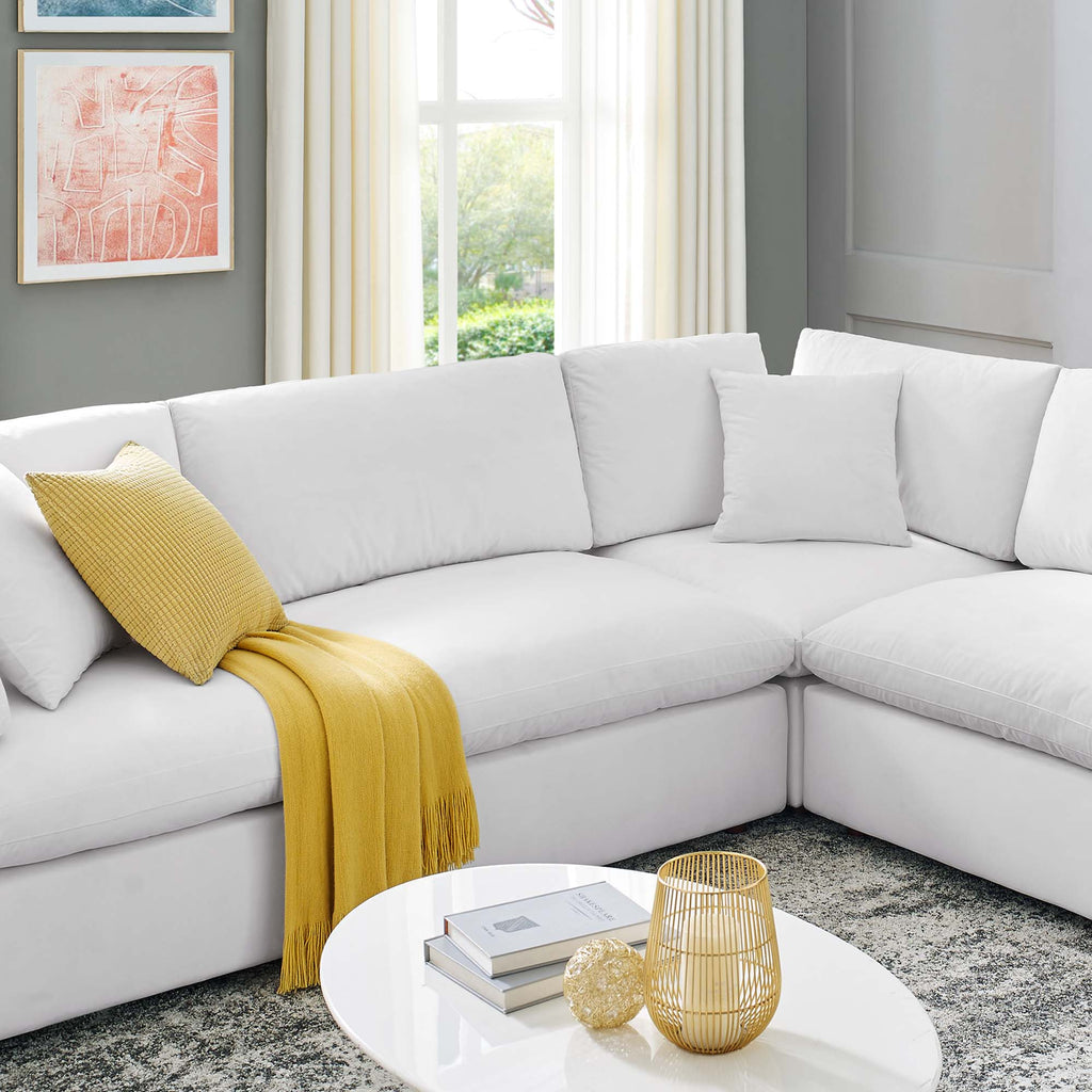 Commix 8-Piece Down Filled Overstuffed Performance Velvet Sectional Sofa in White