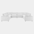 Commix 8-Piece Down Filled Overstuffed Performance Velvet Sectional Sofa in White