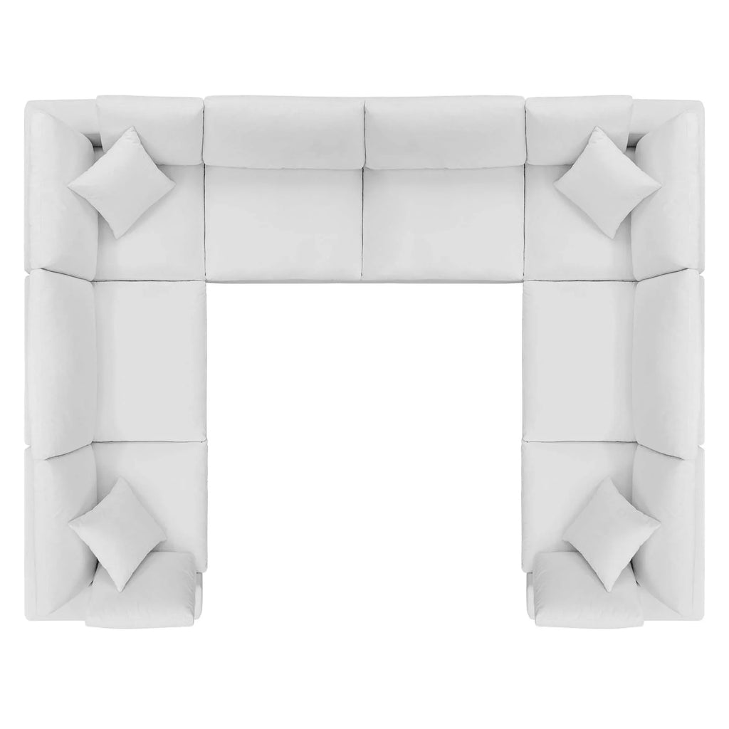 Commix 8-Piece Down Filled Overstuffed Performance Velvet Sectional Sofa in White
