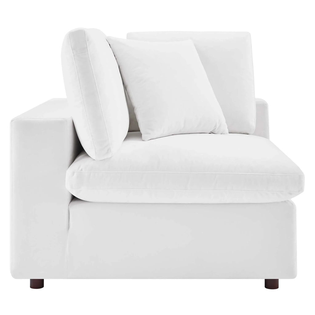 Commix 8-Piece Down Filled Overstuffed Performance Velvet Sectional Sofa in White