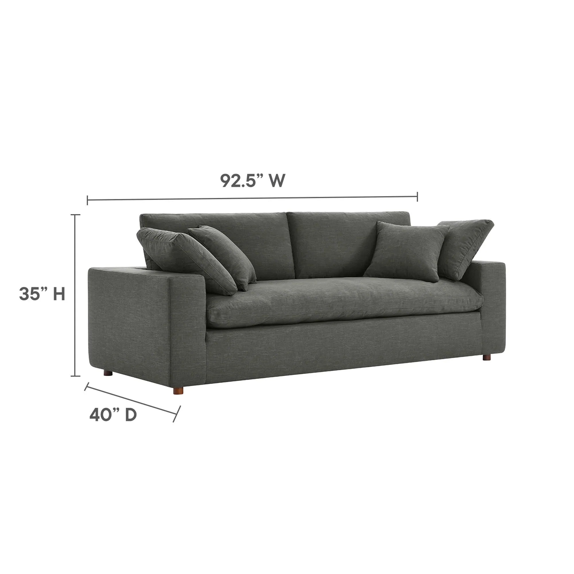 Commix Down Filled Overstuffed Sofa in Gray