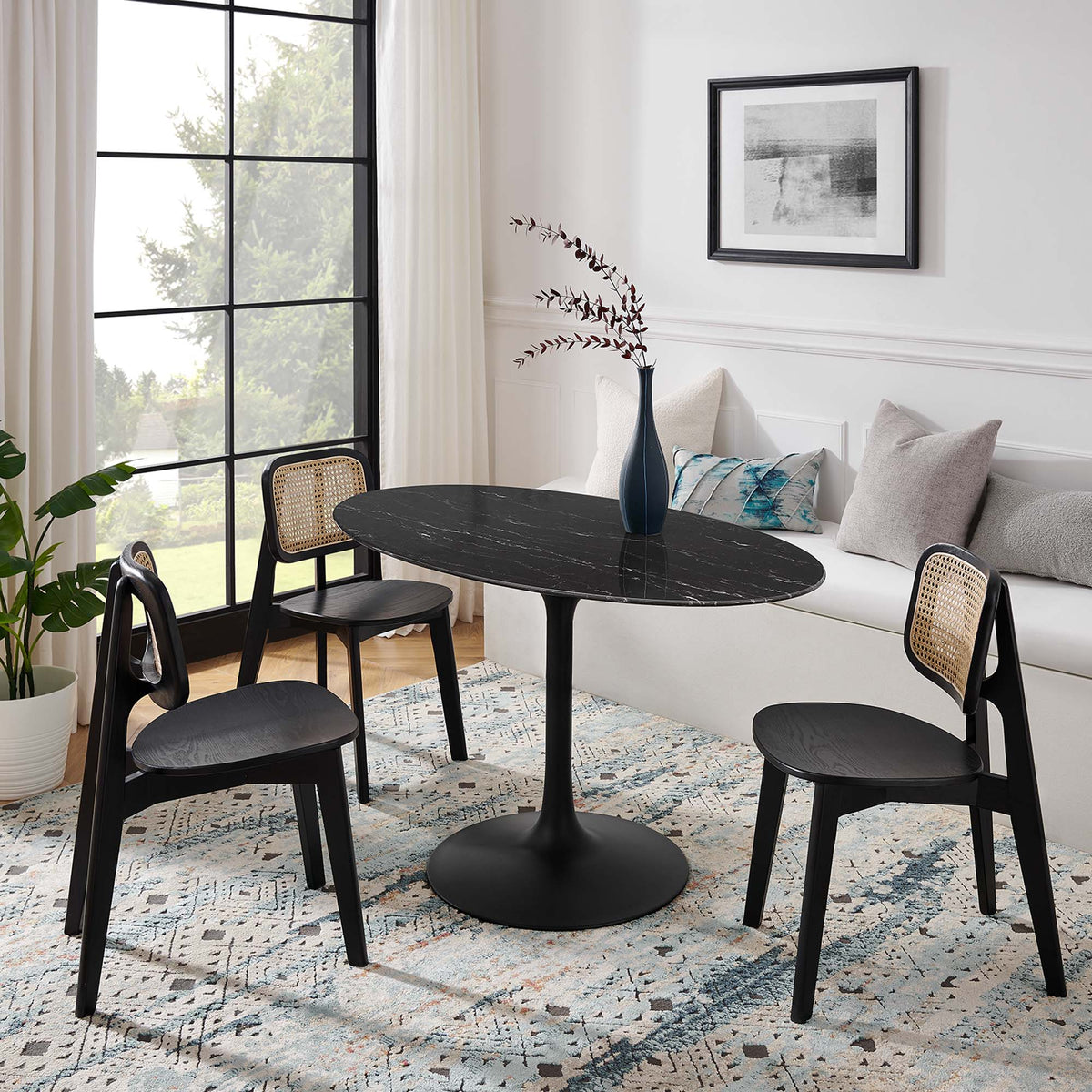 Lippa Oval Artificial Marble Dining Table