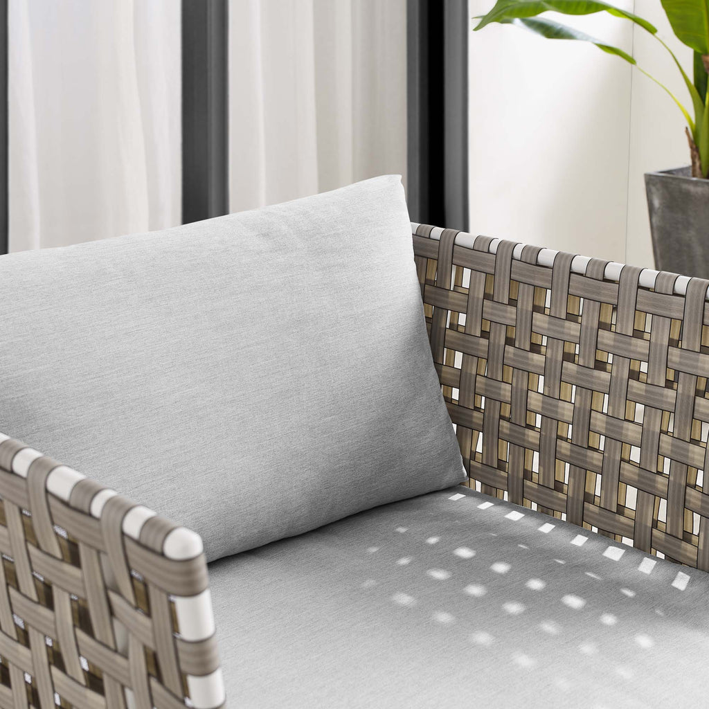 Harmony Sunbrella® Basket Weave Outdoor Patio Aluminum Armchair in Tan Gray