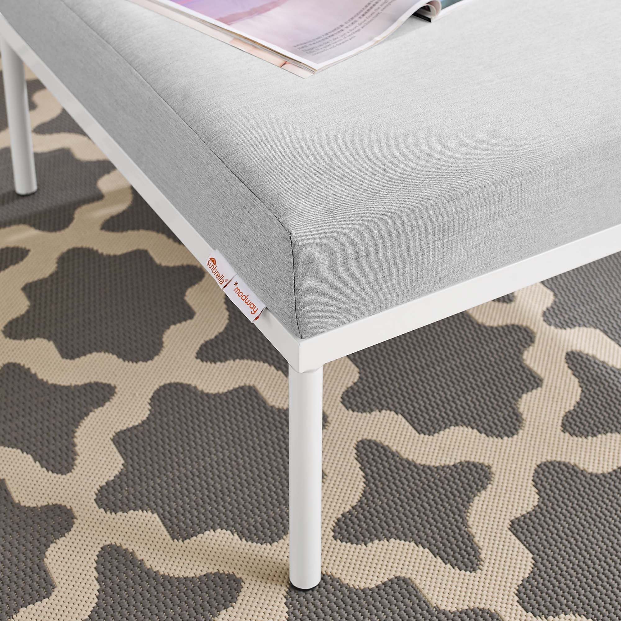 Harmony Sunbrella® Outdoor Patio Aluminum Ottoman in Gray