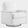Ashton Upholstered Fabric Swivel Chair in White
