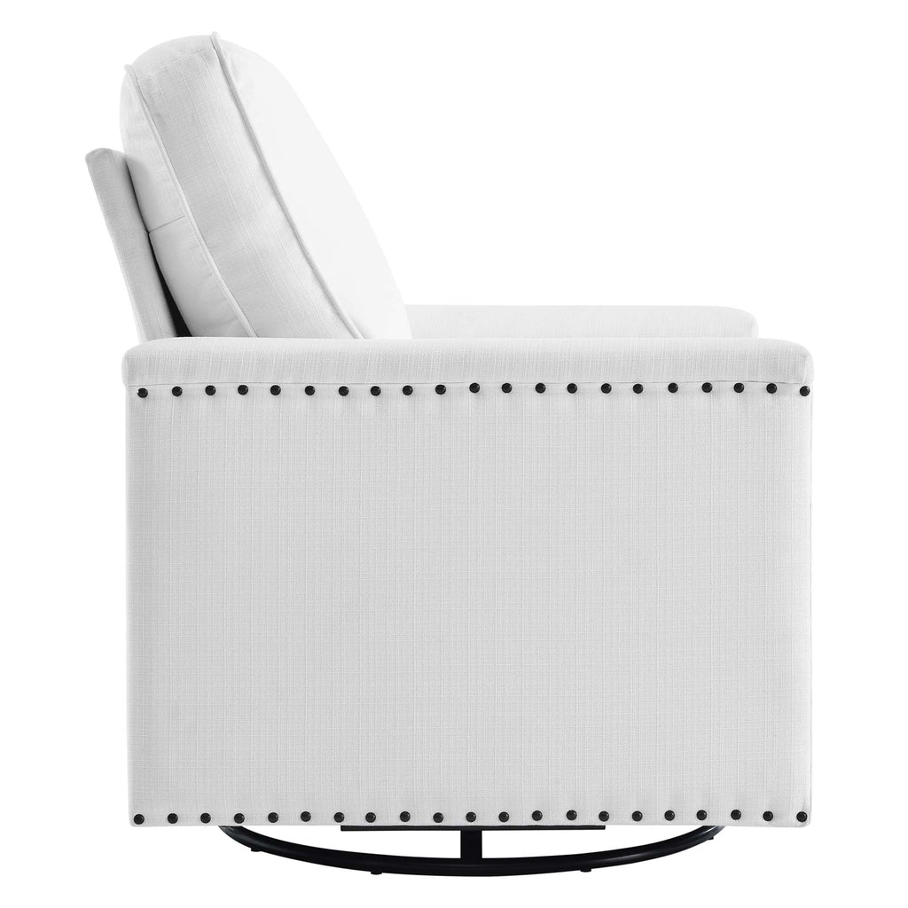 Ashton Upholstered Fabric Swivel Chair in White
