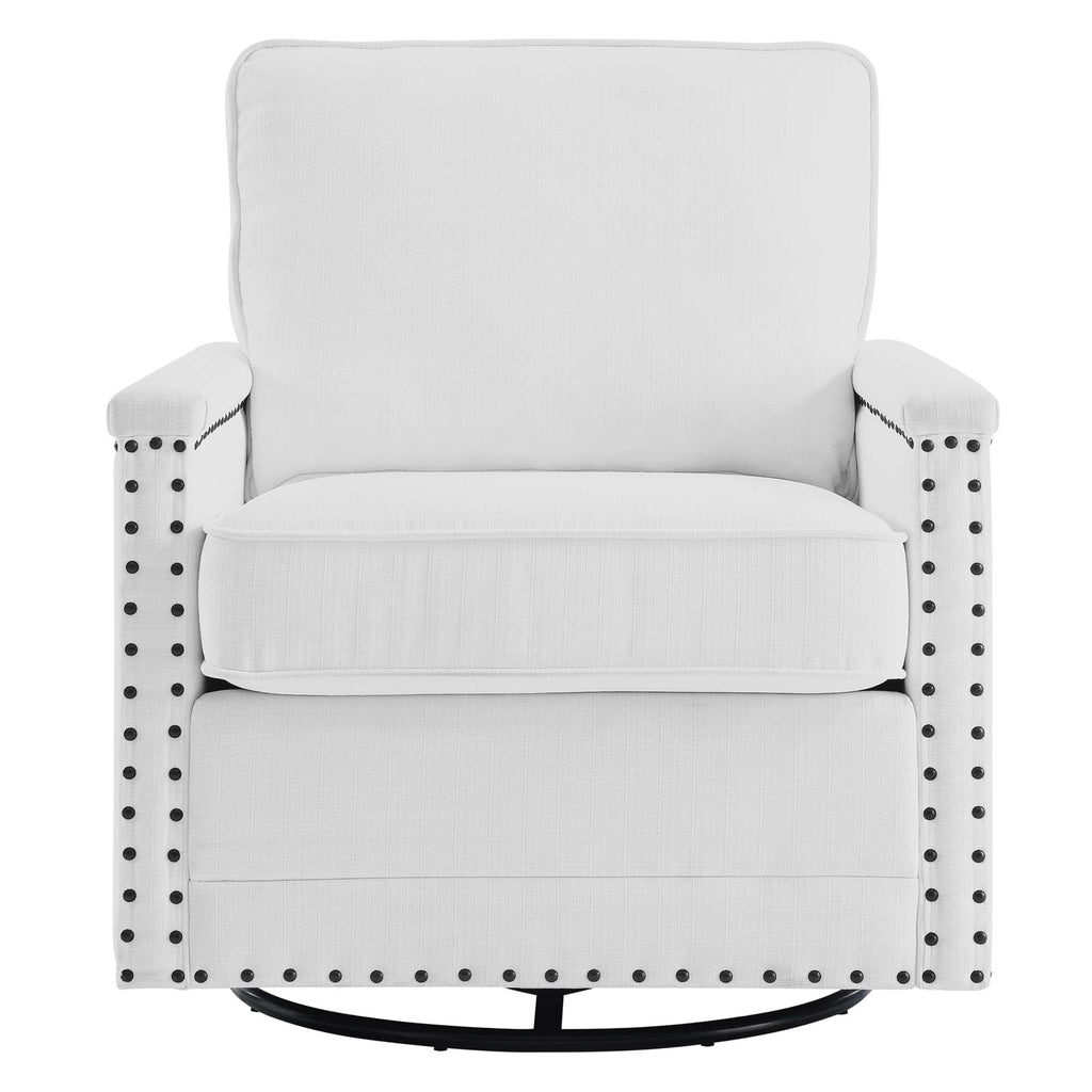 Ashton Upholstered Fabric Swivel Chair in White