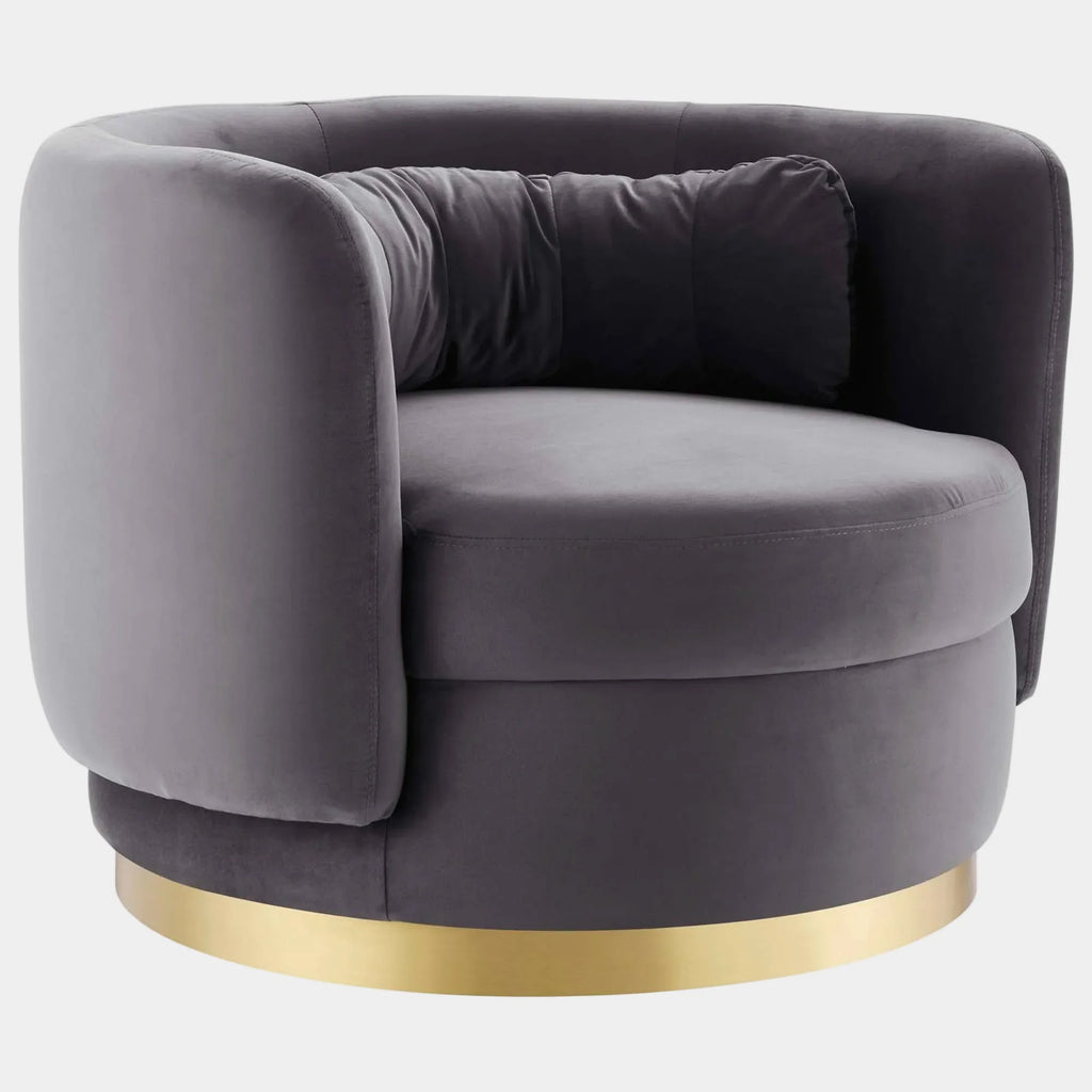 Relish Performance Velvet Swivel Chair in Gold Gray