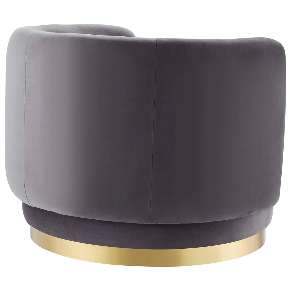 Relish Performance Velvet Swivel Chair in Gold Gray