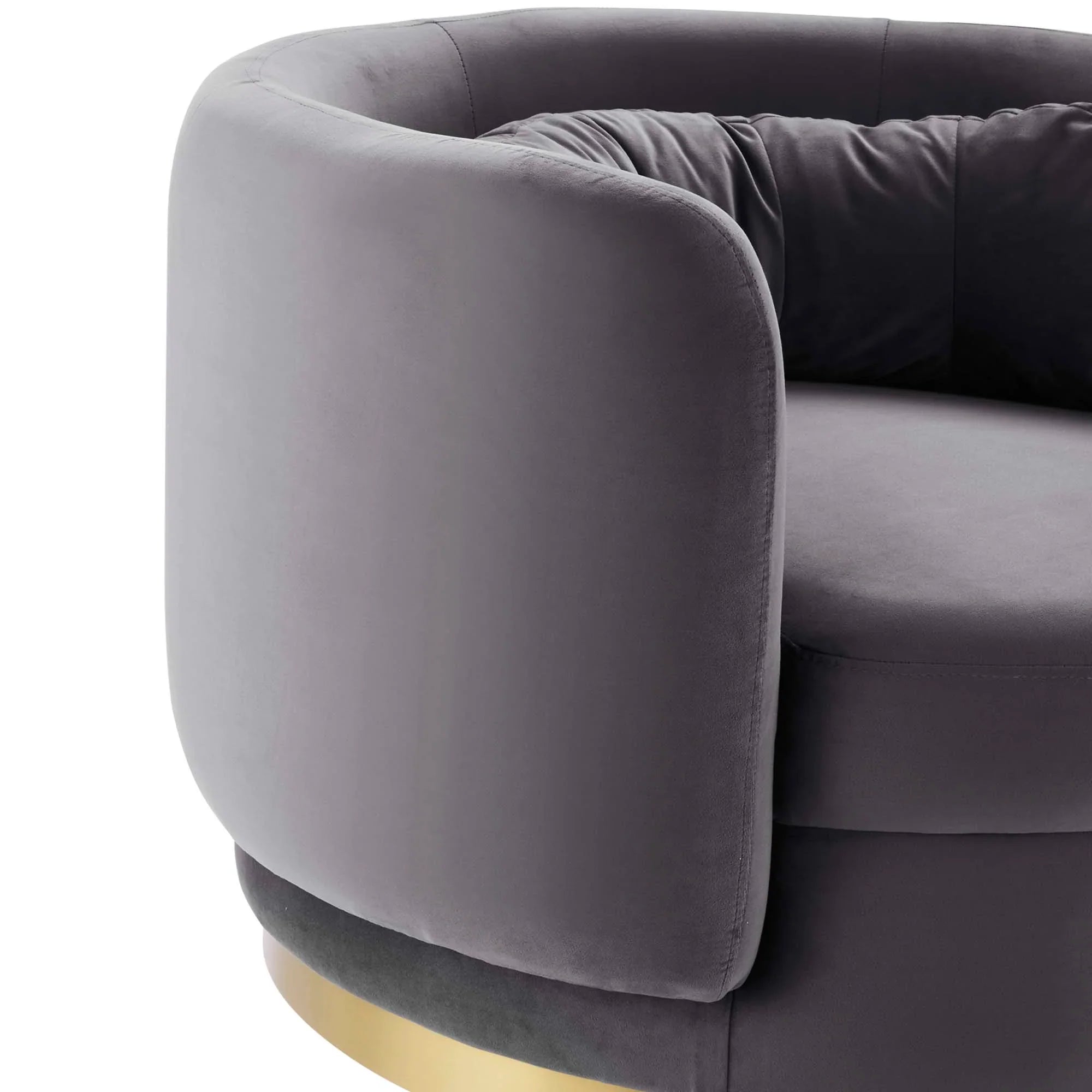 Relish Performance Velvet Swivel Chair in Gold Gray