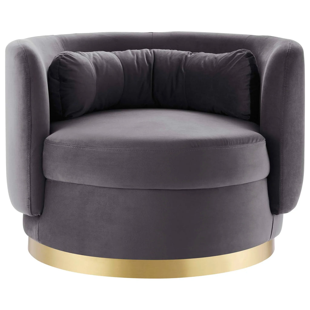 Relish Performance Velvet Swivel Chair in Gold Gray