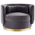 Relish Performance Velvet Swivel Chair in Gold Gray