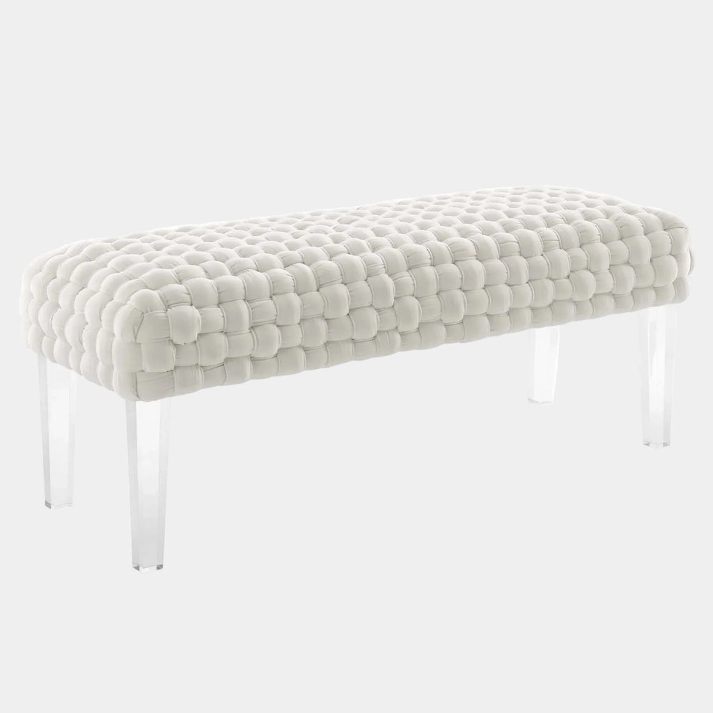 Prologue Woven Performance Velvet Ottoman