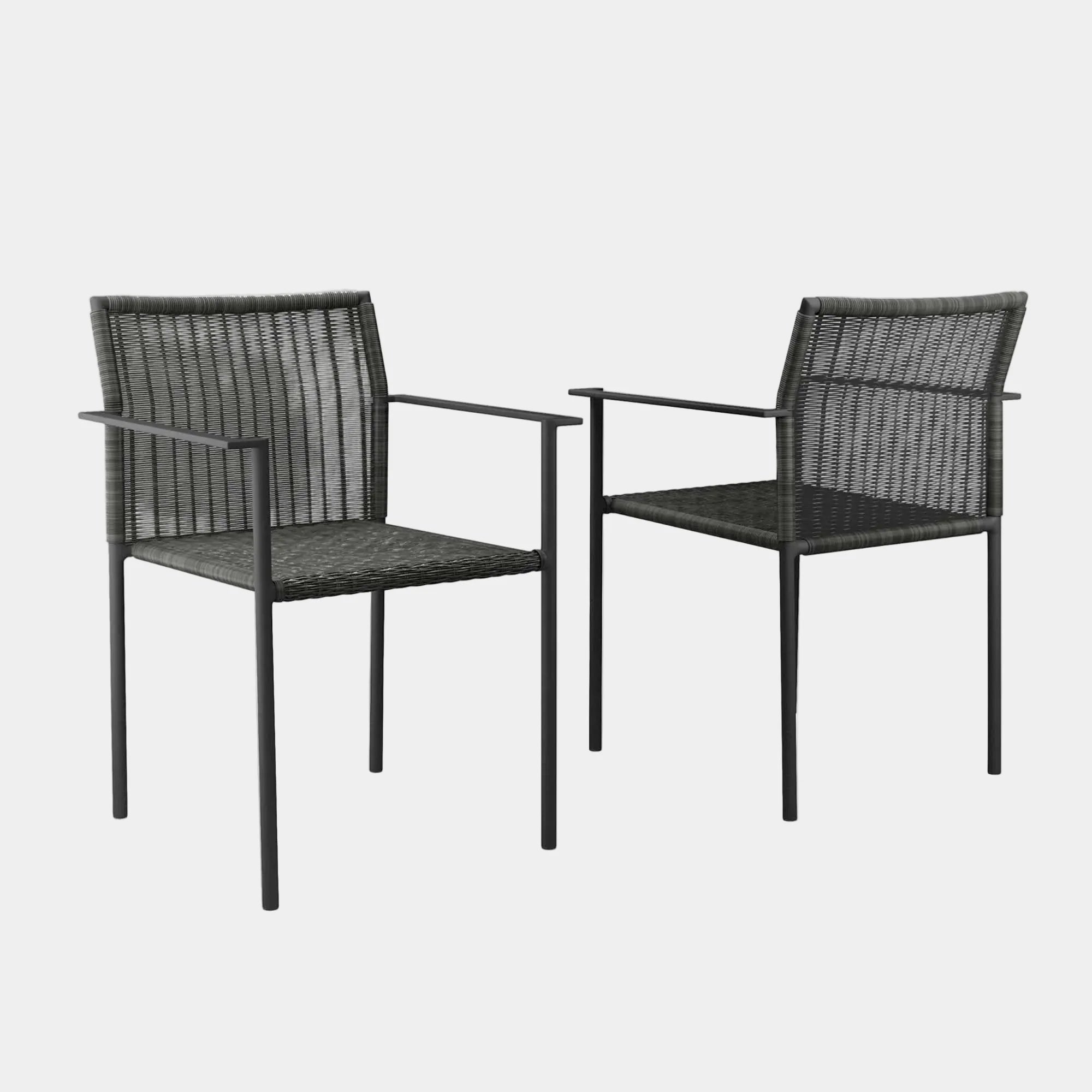 Lagoon Outdoor Patio Dining Armchairs Set of 2 in Charcoal