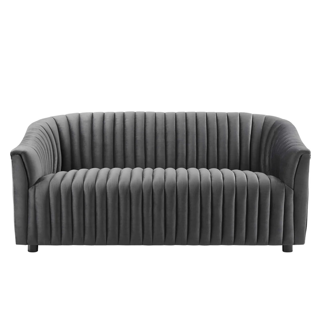 Announce Performance Velvet Channel Tufted Loveseat