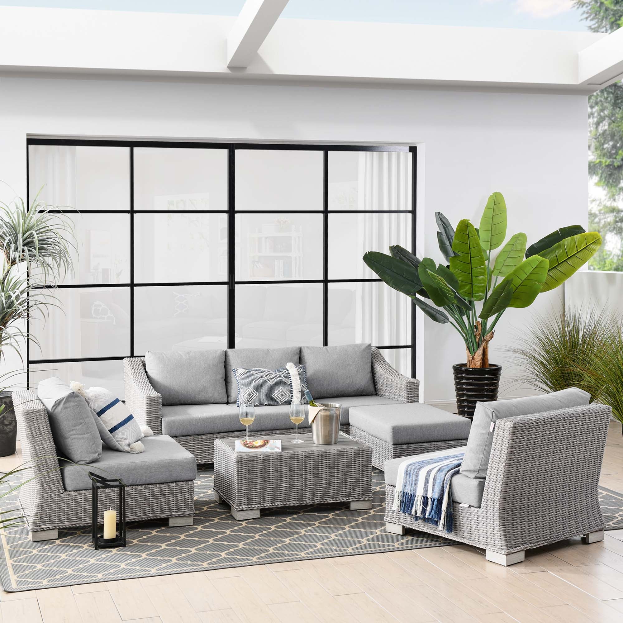 Conway 5-Piece Outdoor Patio Wicker Rattan Furniture Set