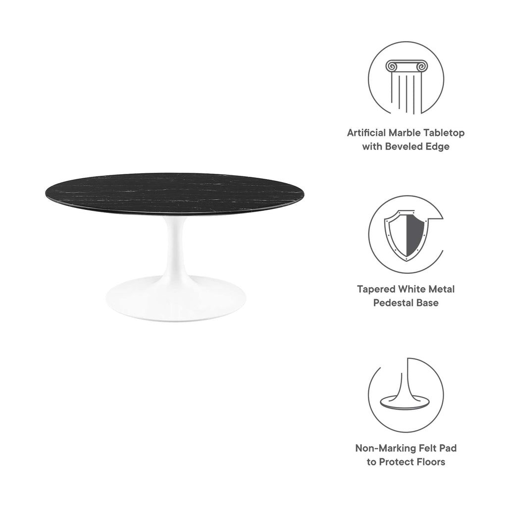 Lippa 36" Round Faux Marble Coffee Table