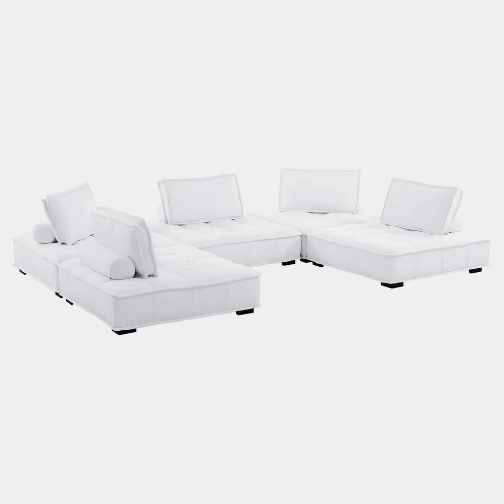 Saunter 5-Piece Tufted Fabric Fabric Sectional Sofa