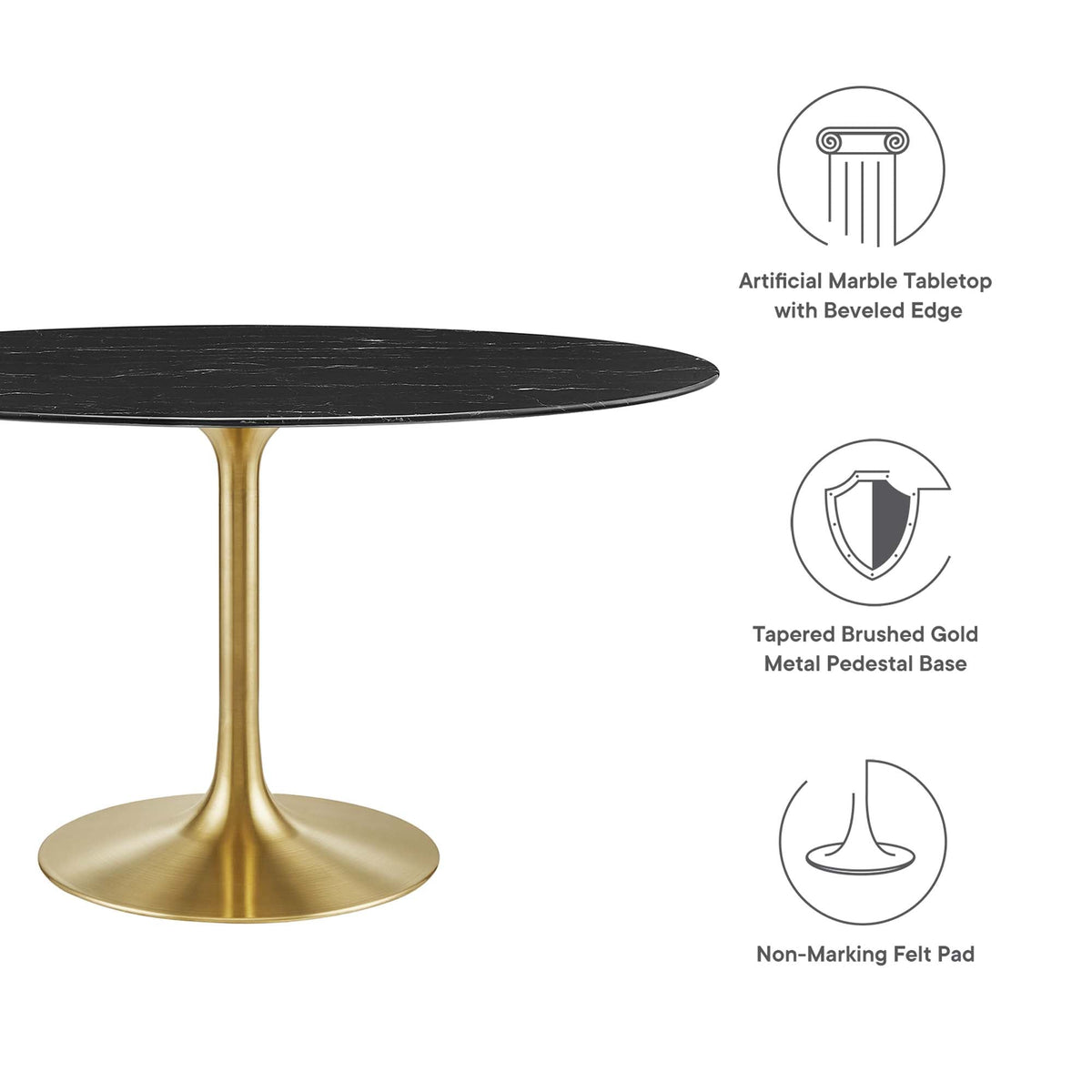 Lippa Oval Artificial Marble Dining Table