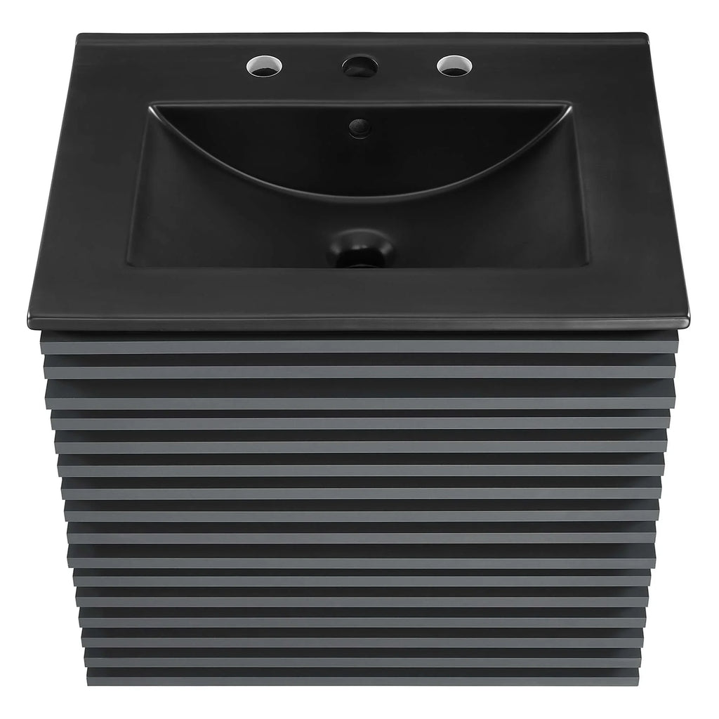 Render Wall-Mount Bathroom Vanity with Black Basin Included