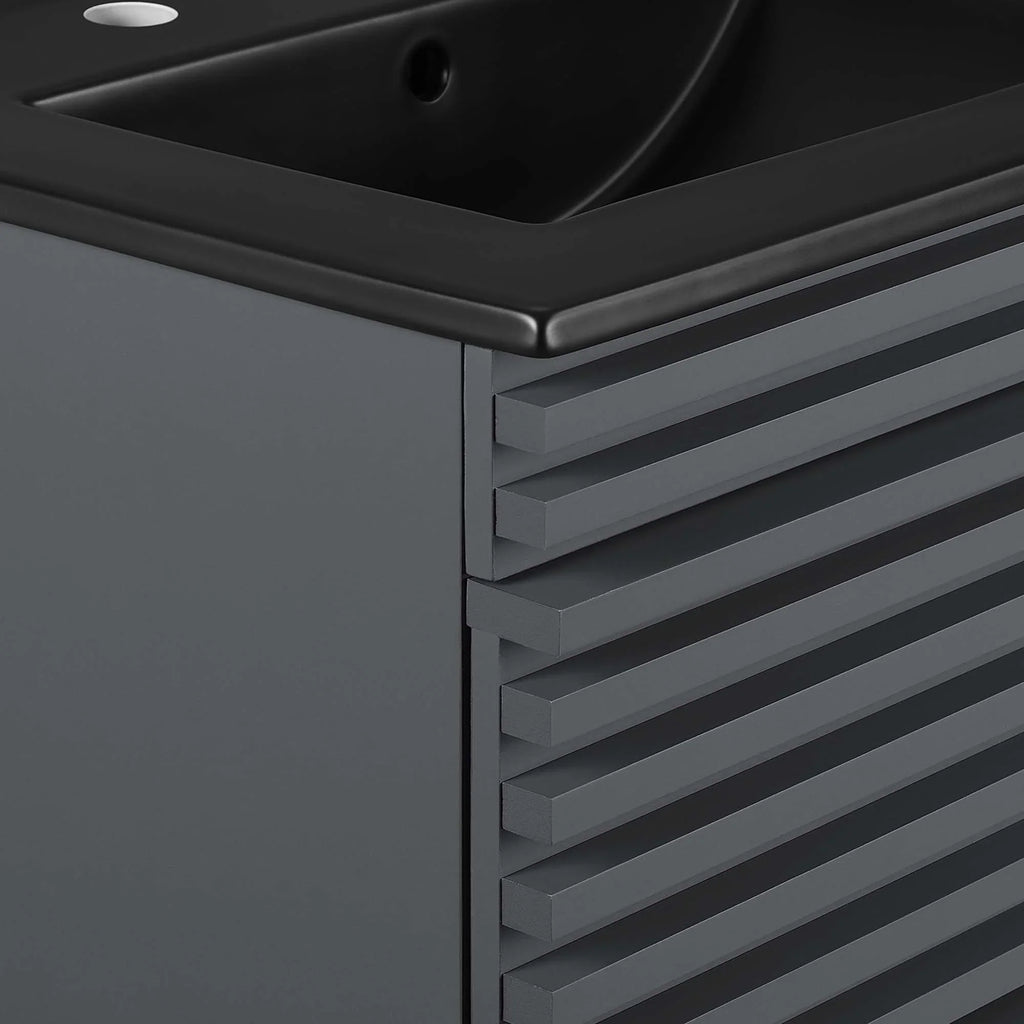 Render Wall-Mount Bathroom Vanity with Black Basin Included