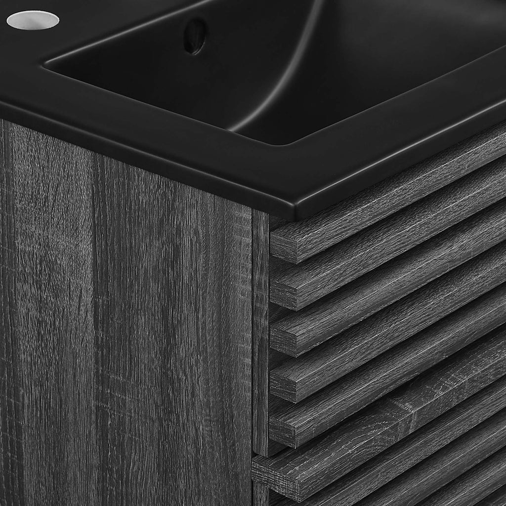 Render Wall-Mount Bathroom Vanity with Black Basin Included