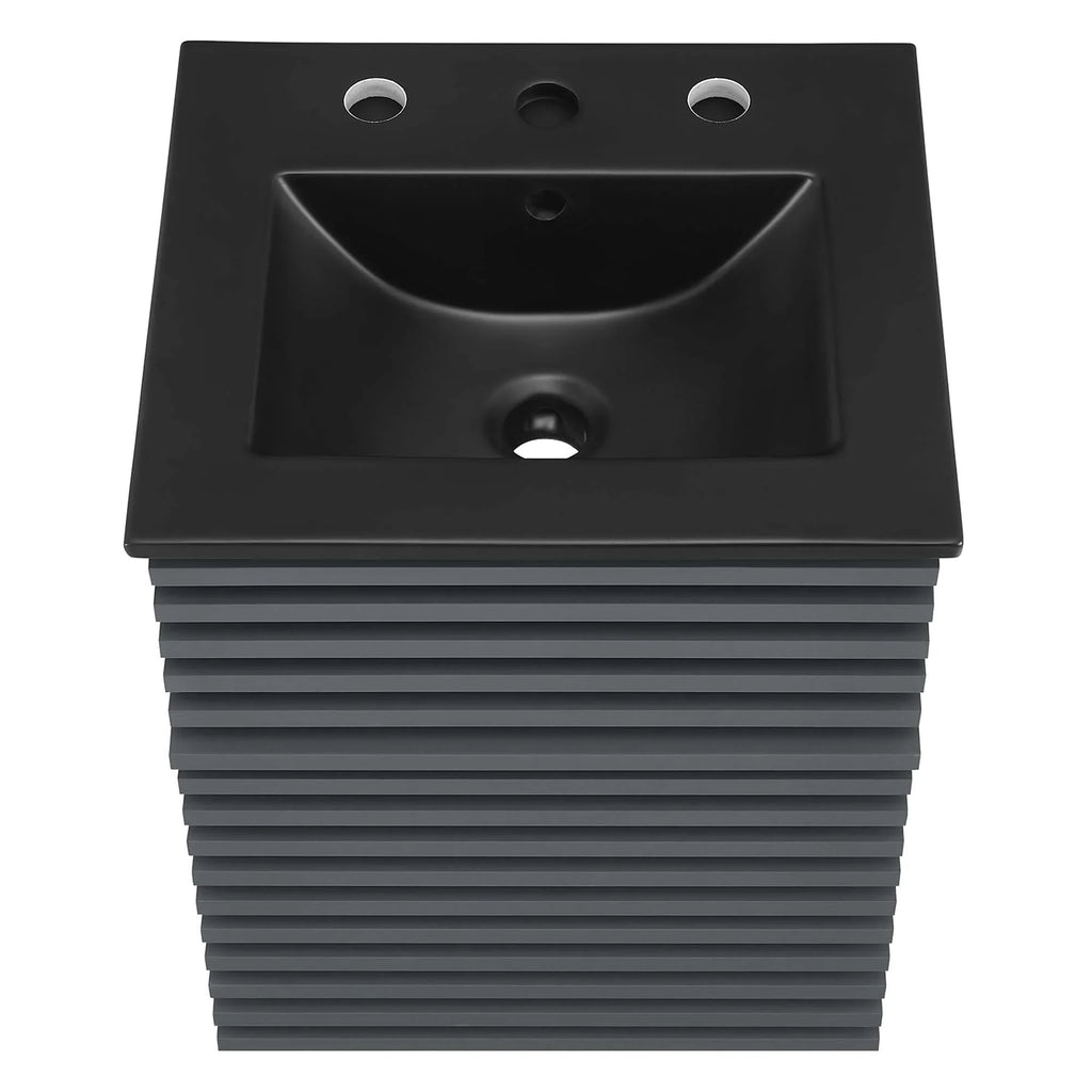 Render Wall-Mount Bathroom Vanity with Black Basin Included