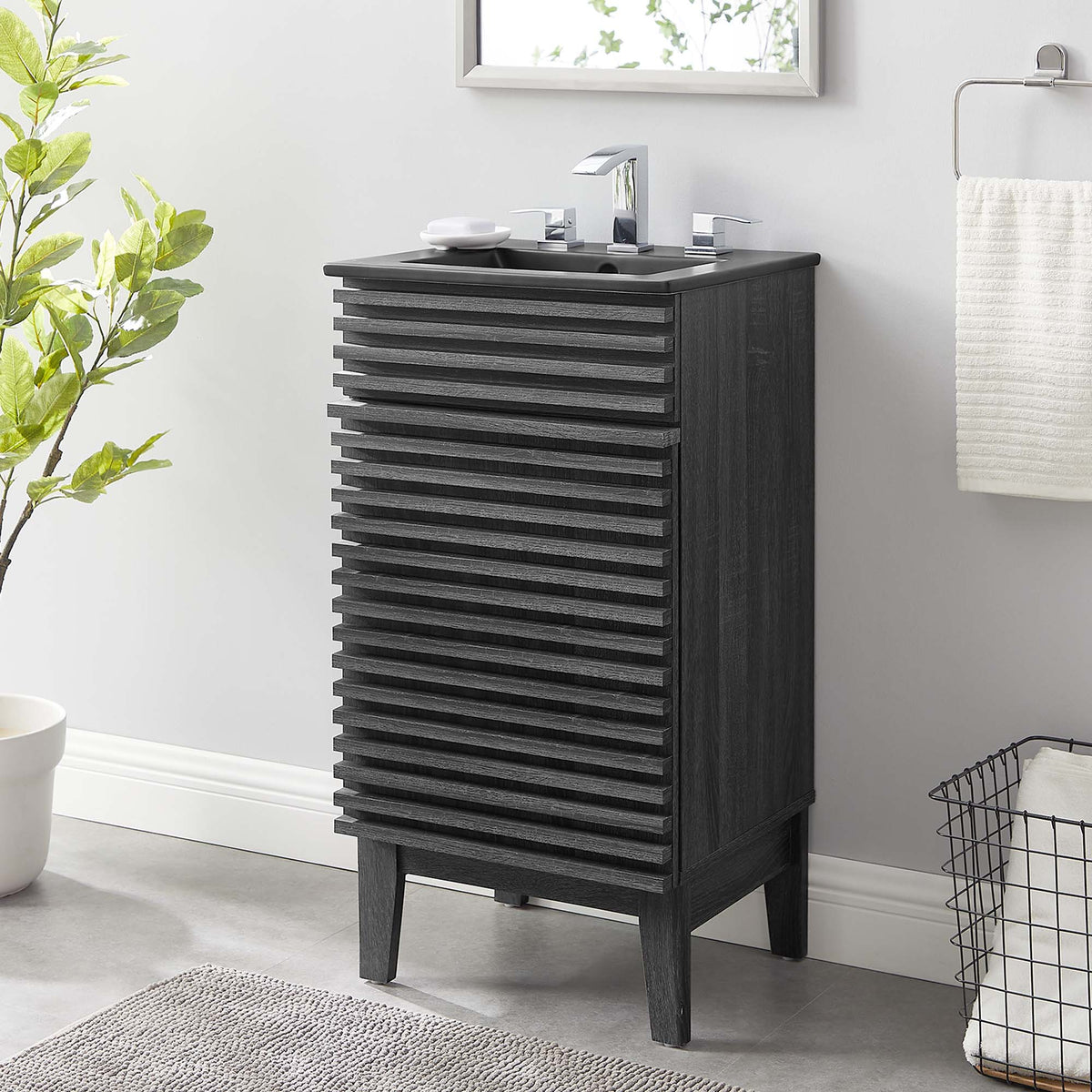 Render Bathroom Vanity with Black Basin Included