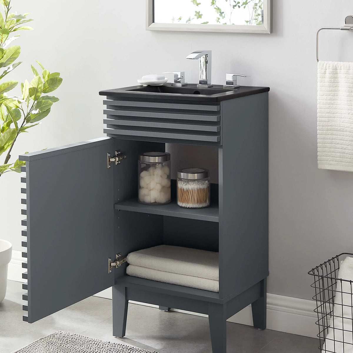 Render Bathroom Vanity with Black Basin Included