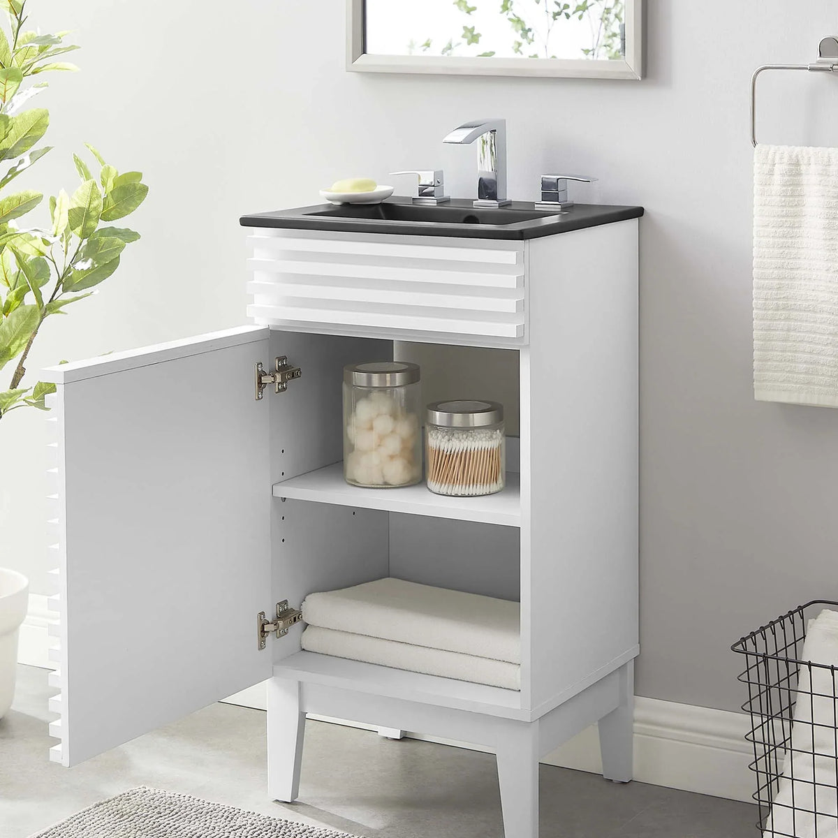 Render Bathroom Vanity with Black Basin Included