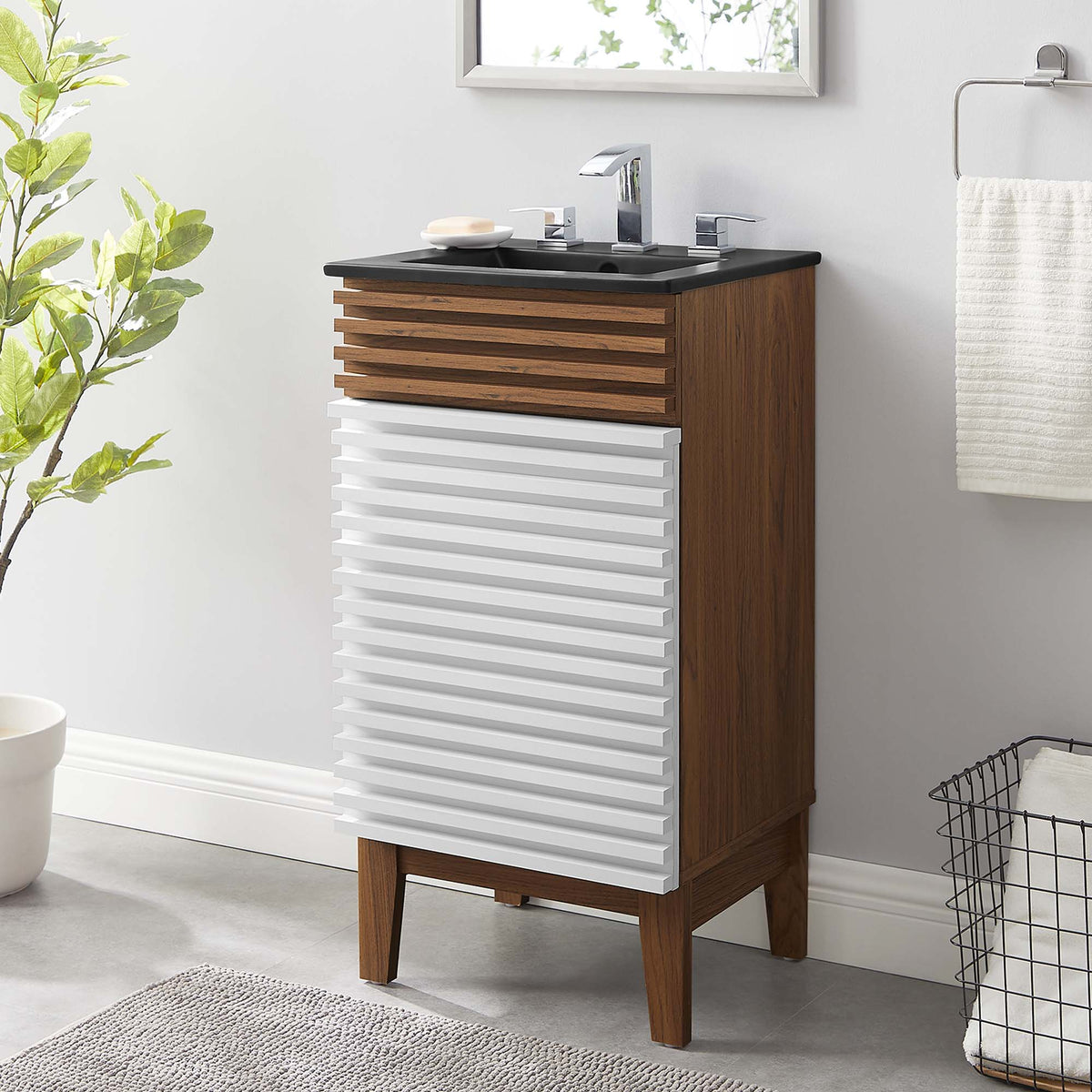 Render Bathroom Vanity with Black Basin Included