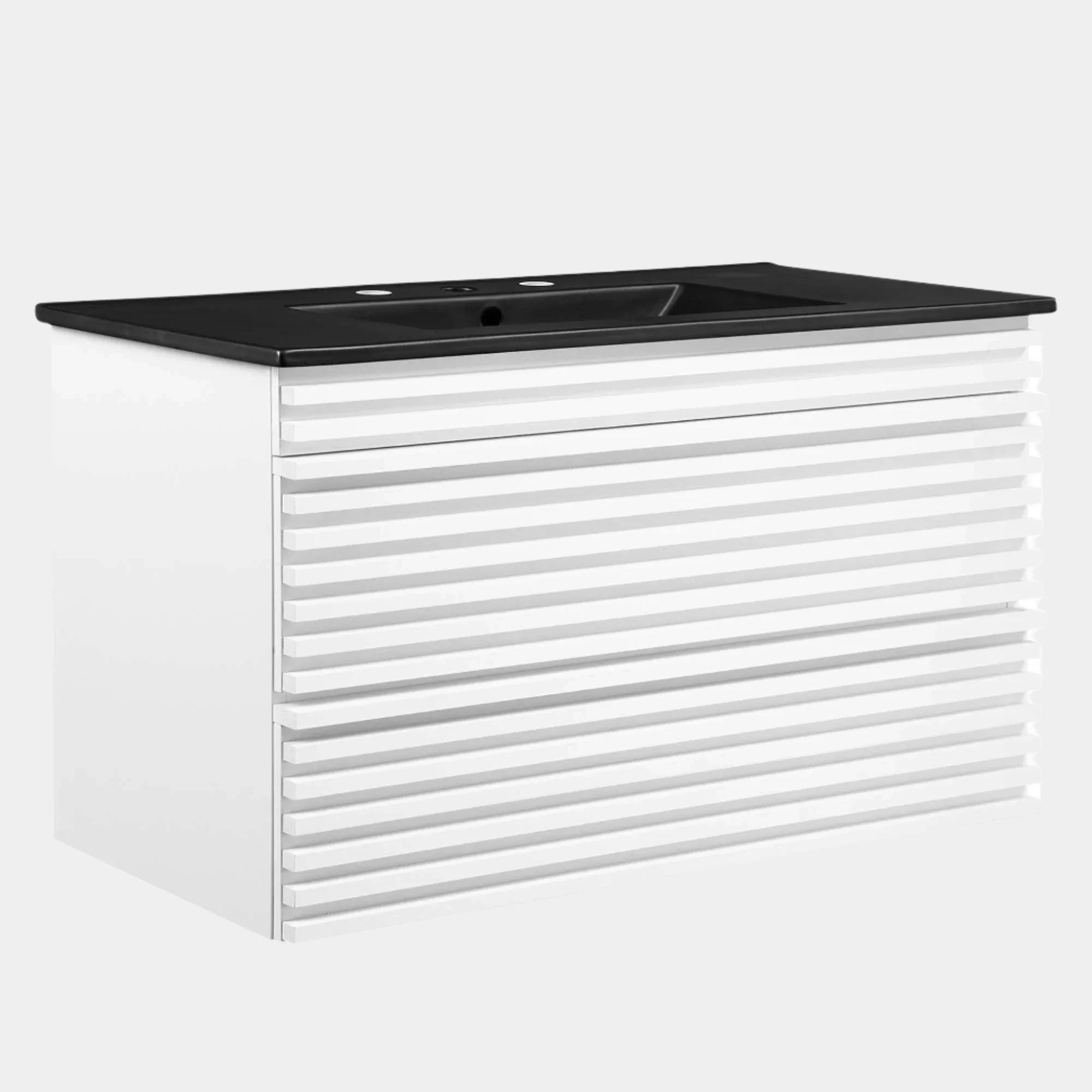 Render Wall-Mount Bathroom Vanity with Black Basin Included