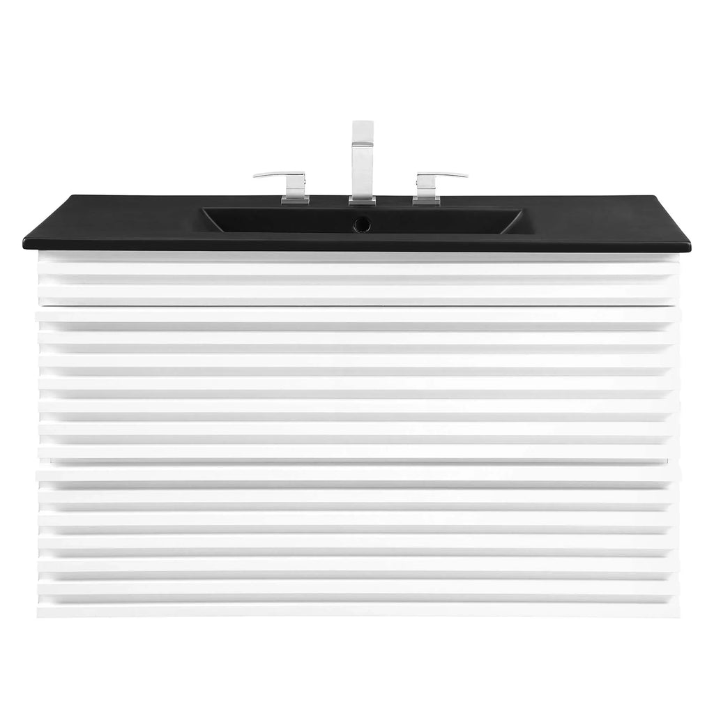 Render Wall-Mount Bathroom Vanity with Black Basin Included