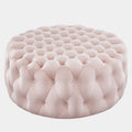Amour Tufted Button Large Round Performance Velvet Ottoman