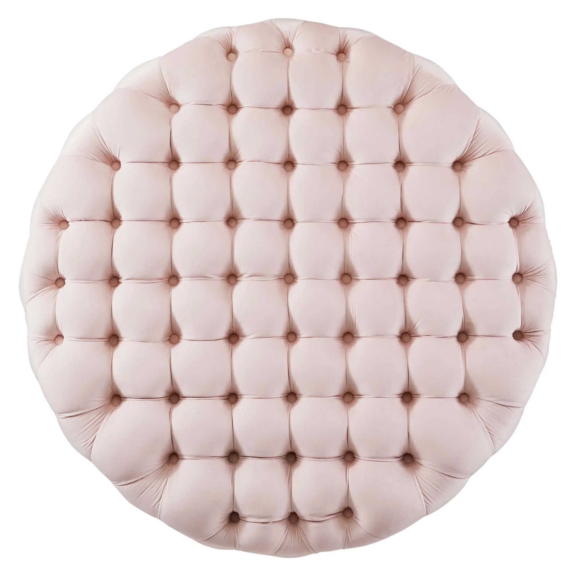 Amour Tufted Button Large Round Performance Velvet Ottoman