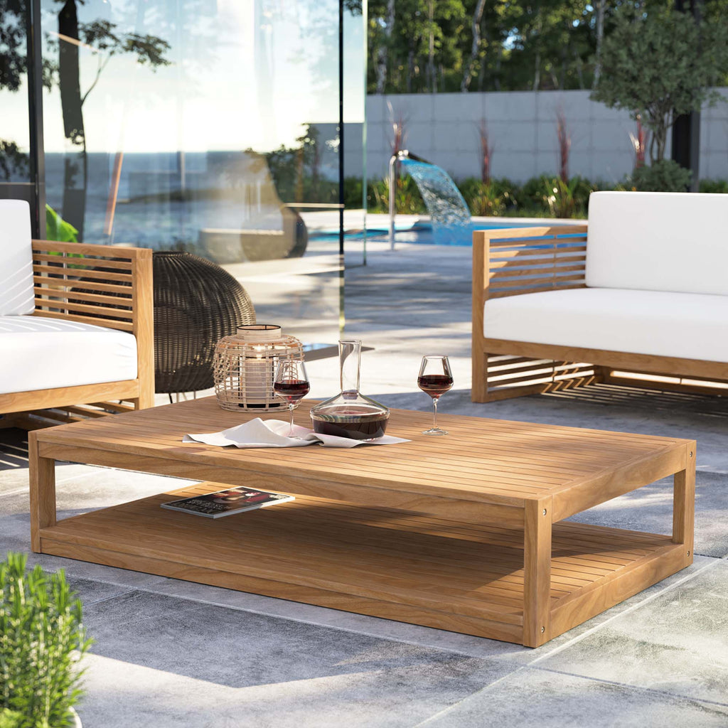 Carlsbad Teak Wood Outdoor Patio Coffee Table in Natural