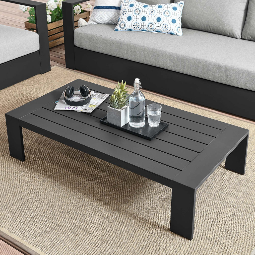 Tahoe Outdoor Patio Powder-Coated Aluminum Coffee Table in Gray