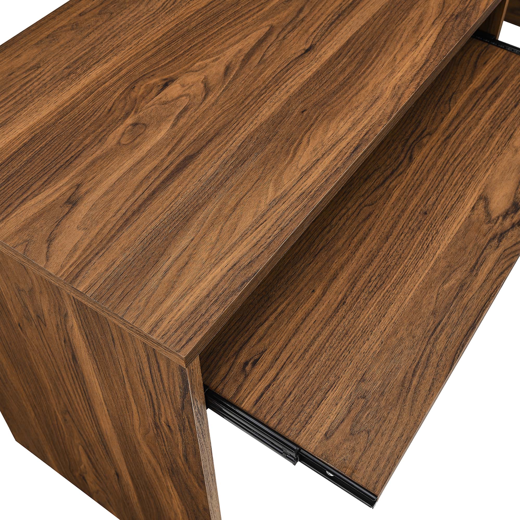 Venture L-Shaped Wood Office Desk in Walnut